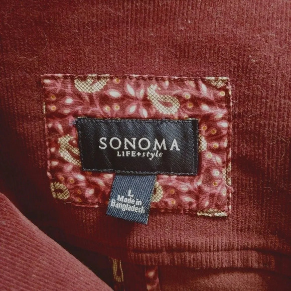 Sonoma Corduroy Button Down Jacket, Burgundy, L - Picture 5 of 7